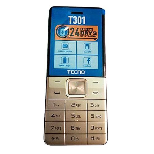 Tecno T301 Dual Sim With Camera & TorchLight Fm Loud Speaker - Champagne Gold - Image 1