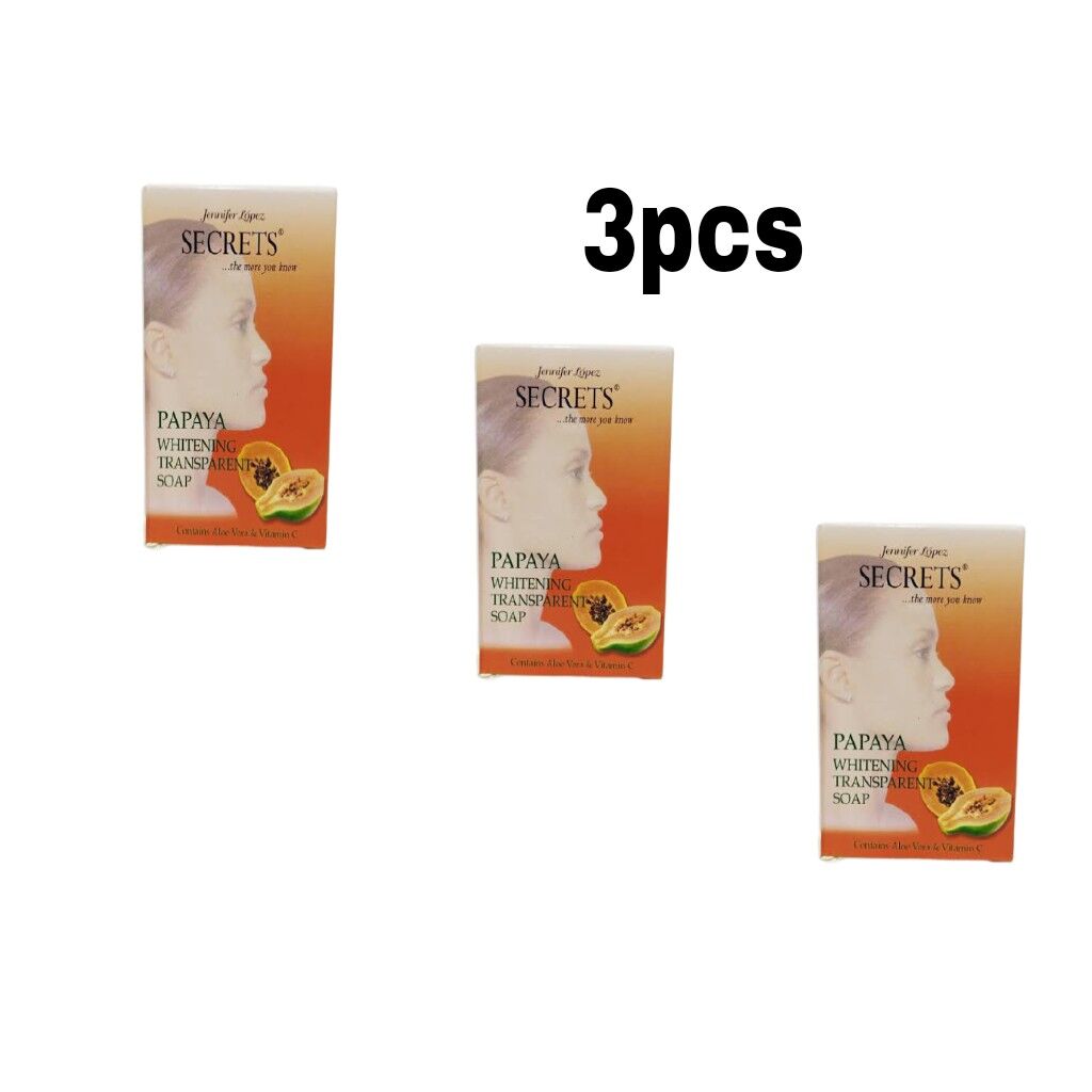 PicsArt_02-28-08.11.41 Jennifer lopez secrets PAPAYA WHITENIN Transparent Soap 150g x3pcs - Image 1