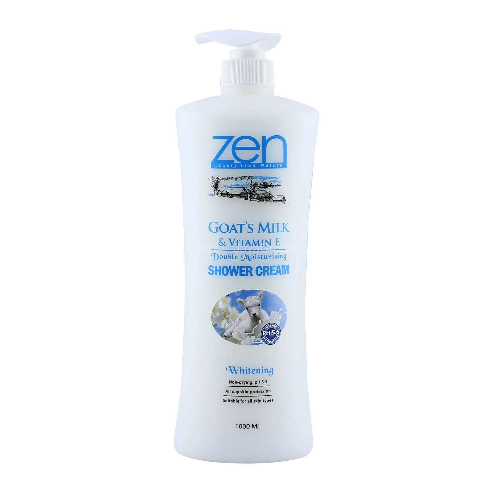 Zen Goat's Milk & Vitamin E Double Moisturizing Shower Cream - 1000ml - Image 1