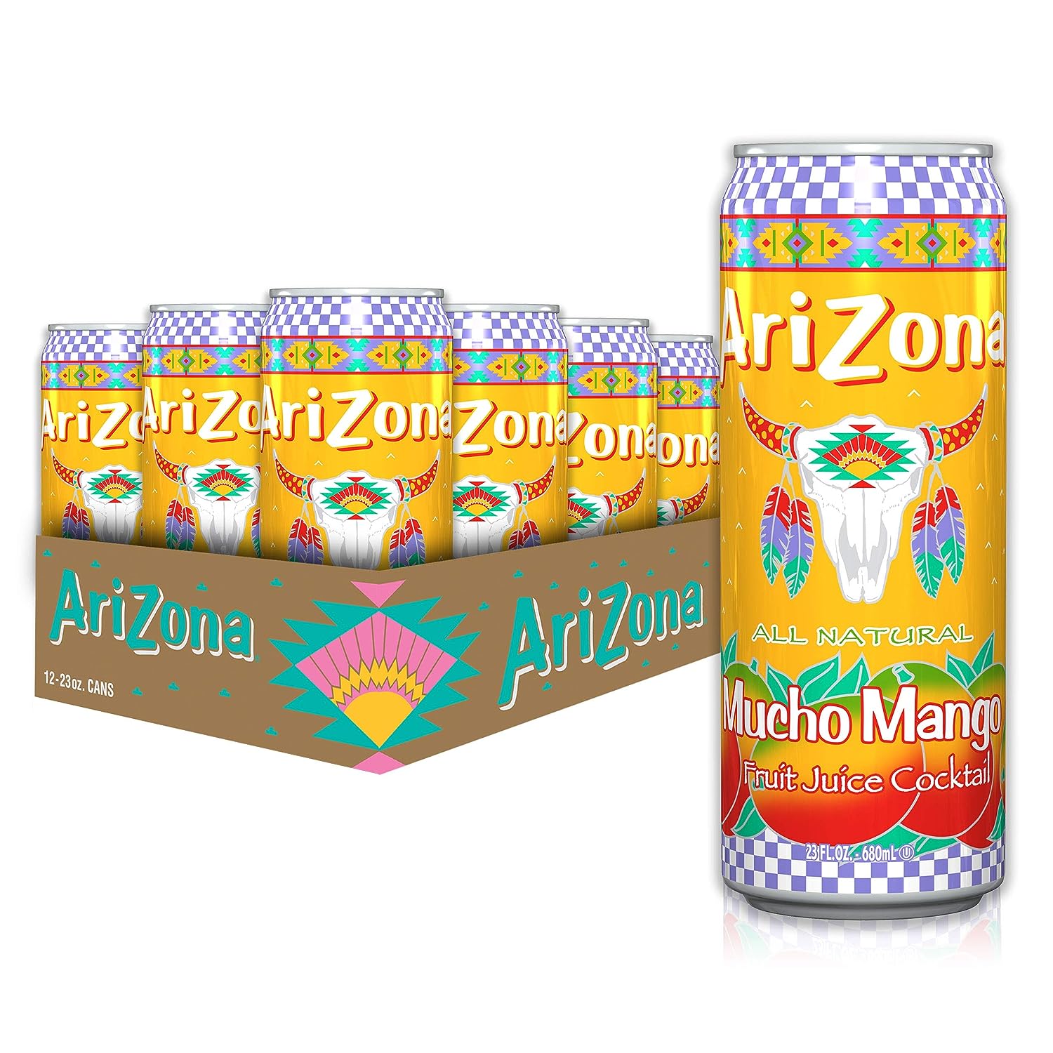 634ec34b7143b15a9e5aaab1-arizona-mucho-mango-drink-big-can-23-fl AriZona Mucho Mango Juice Cocktail - Big Can (Pack Of 24) - Image 1