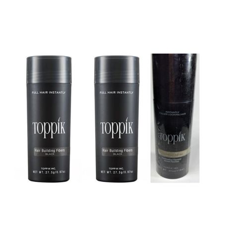 Black Hair Fibers 2pcs + Black Hold Spray