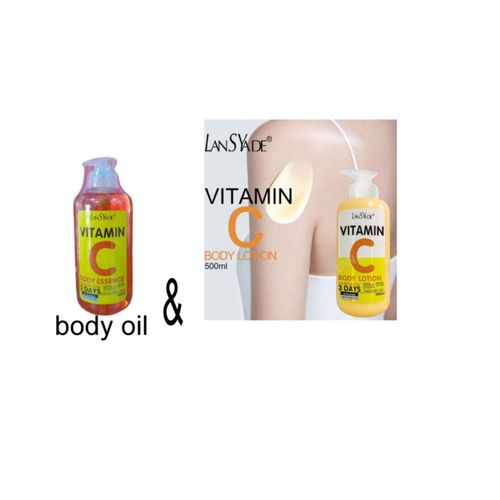Vitamin C Essence Oil 500ml & Body Lotion 500ml ×2