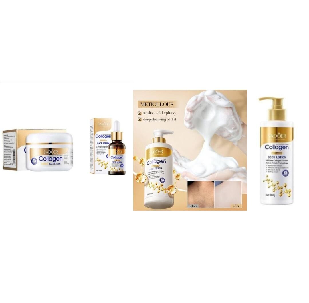 Collagen face cream + serum + body wash & lotion