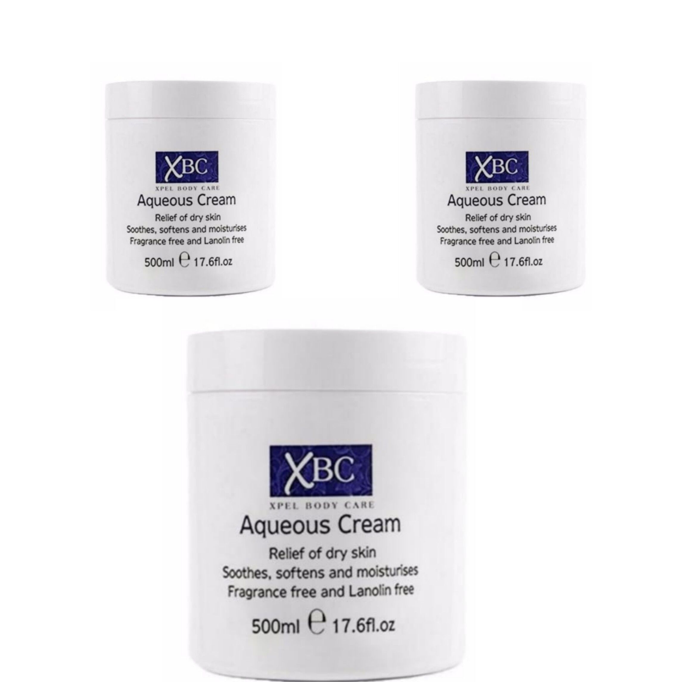 XBC Aqueous Cream For Dry Skin 500ml x3 - Image 1