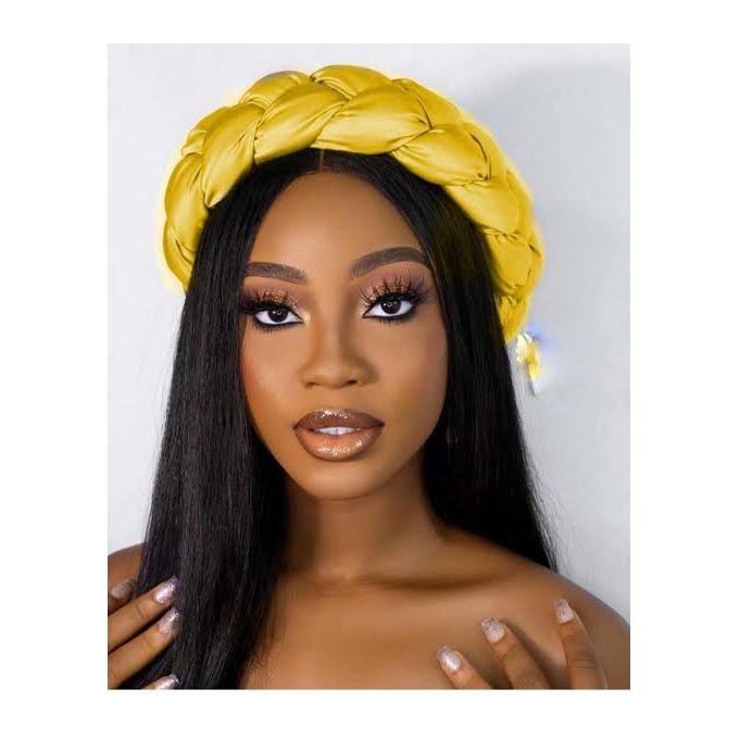 1 - 2021-08-04T050710.811 Ladies braid hair band (Yellow) - Image 1