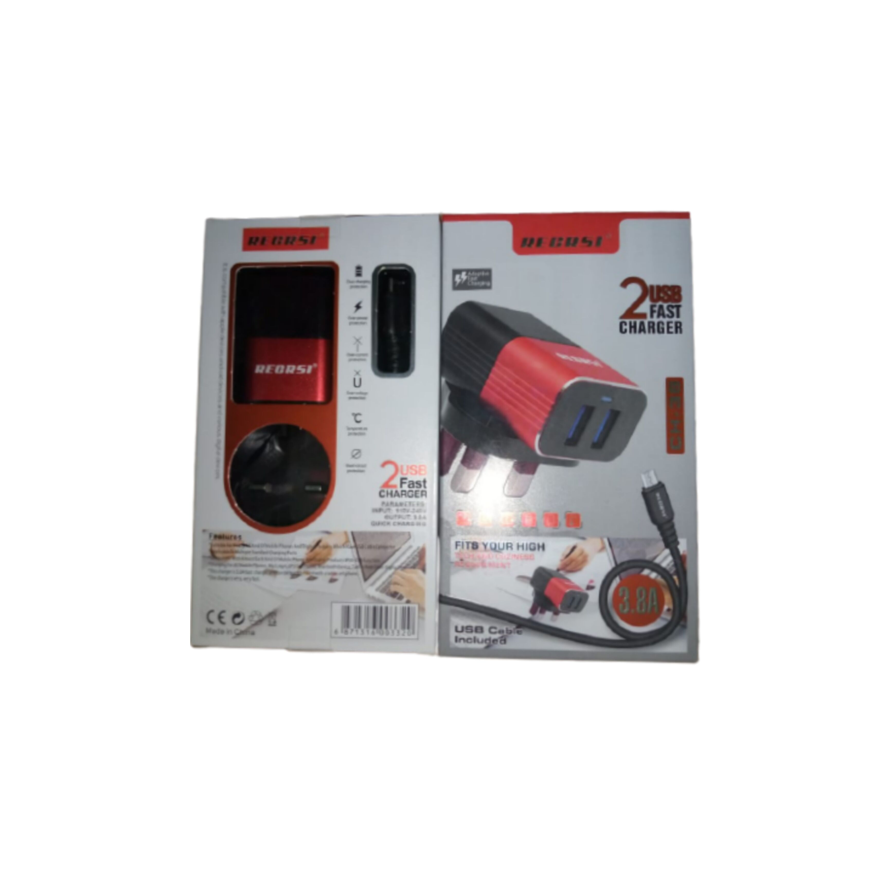 PicsArt_08-11-11.34.59 Recrsi 2 USB PORT Fast Charger C USB Quick Charging USB Cable Included - Image 1