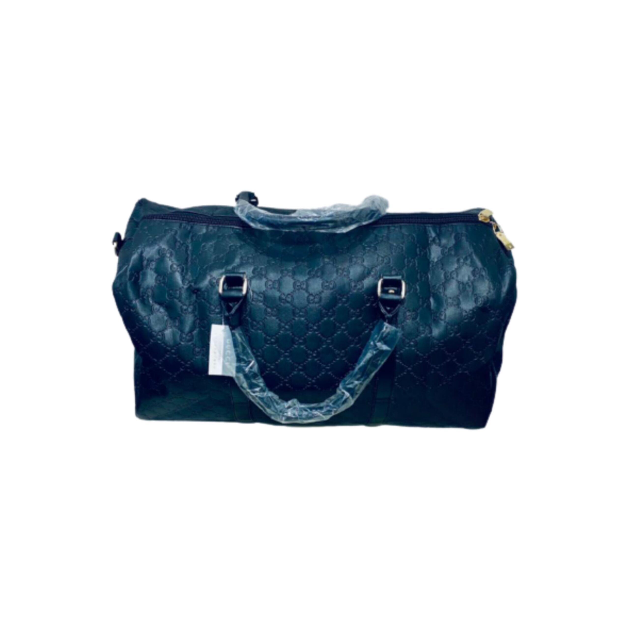 PicsArt_10-23-02.34.36 GUCCI Nylon Monogram Duffel Bag/Carry On - Black - Image 1