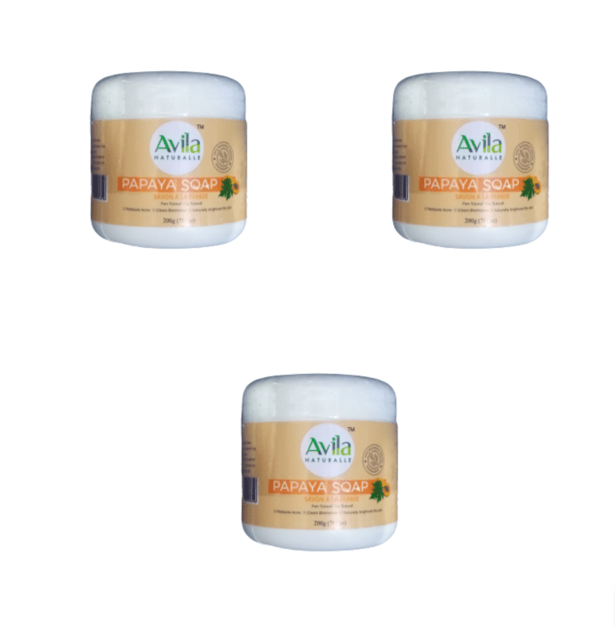 Avila Naturalle Papaya Soap -200g x 3 Pieces - Image 1