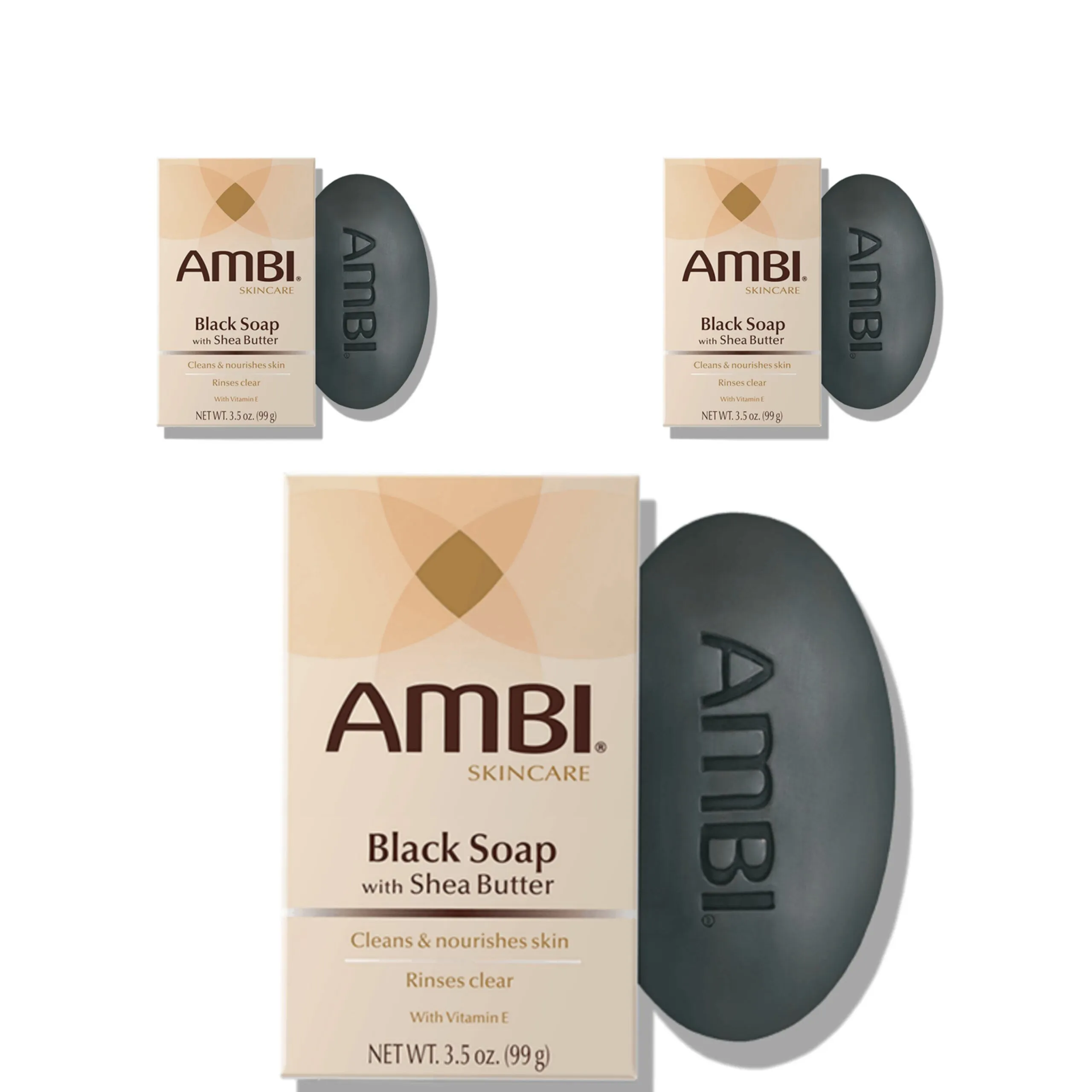 Ambi Black Soap Bar with shea butter 99g x3 - Image 1