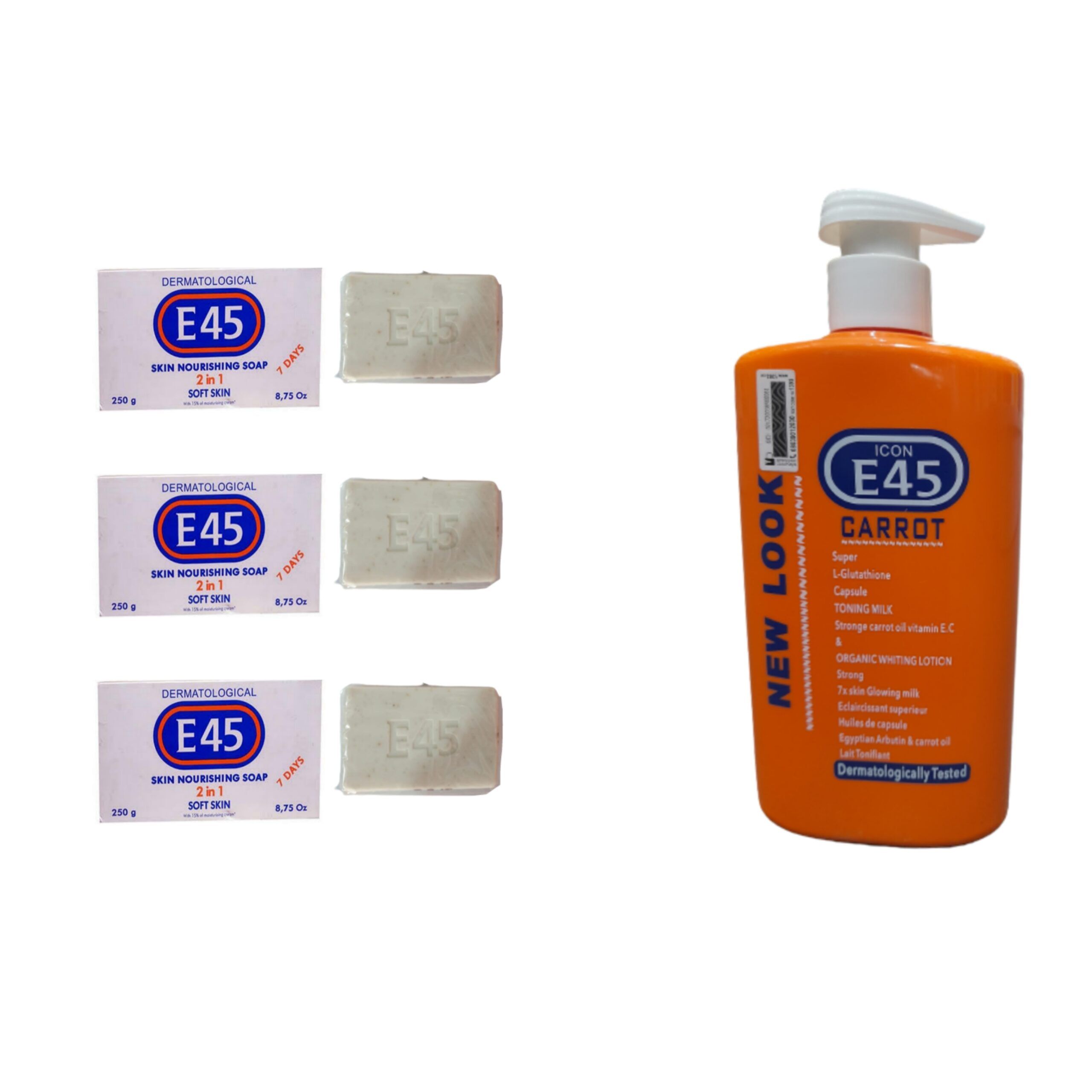 Picsart_22-02-23_03-13-42-177 Iconic E45 Carrot Lotion + 3pcs soap - Image 1