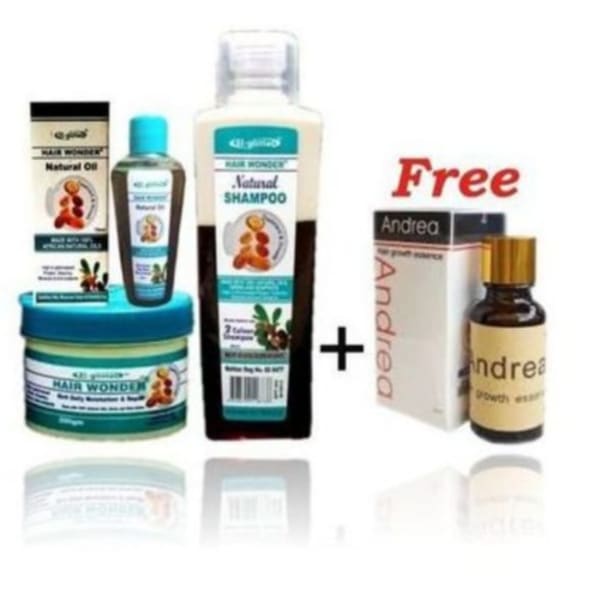 Hair Wonder Full Kit (cream + Oil + Shampoo) + Free Andrea Hair Growth Essence Oil - Image 1