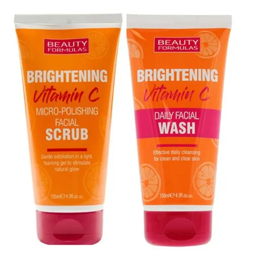 Beauty Formulas Vitamin C Brightening Facial Wash And Scrub Combo (150ml) - Image 1