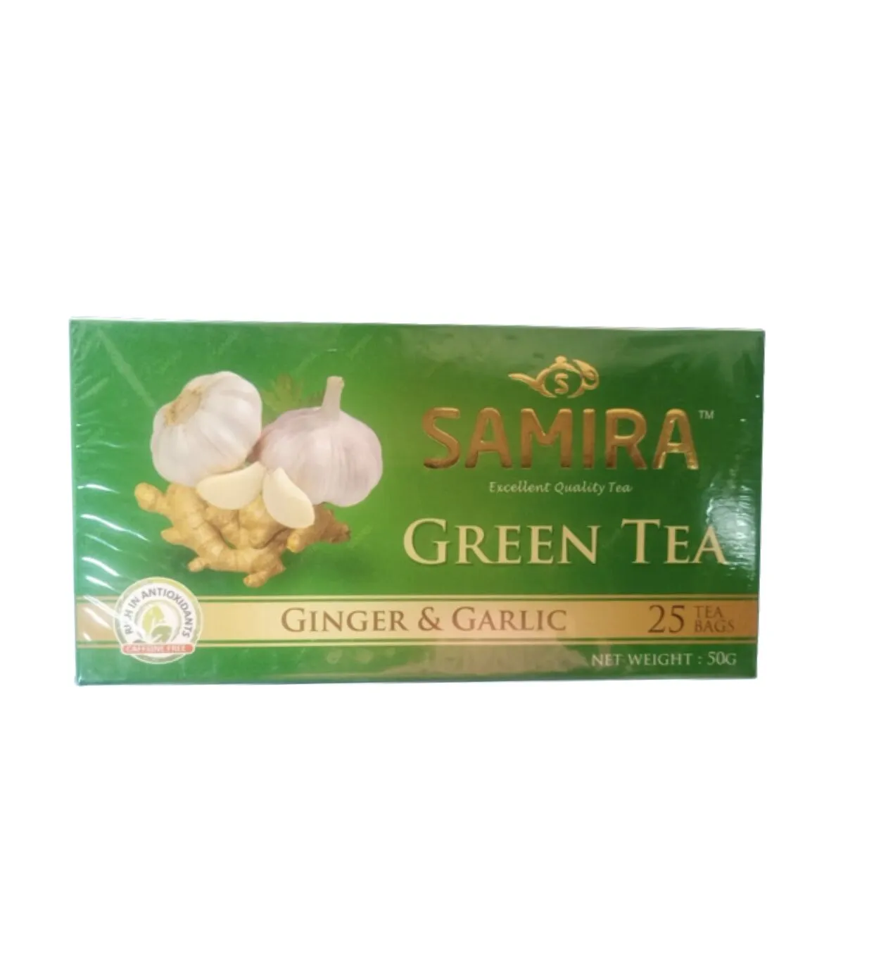 img_0067 Samira Green Tea Garlic & Ginger - 50g x 25 Tea Bags - Image 1