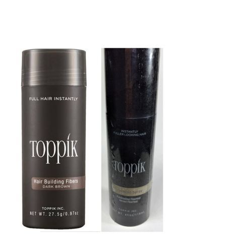 Dark Brown Hair Fibers + Black Hold Spray