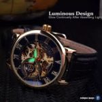 Forsining Gold Case Leather Skeleton Mechanical Watch