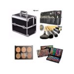 Generic Make Up Box + 24 Set Brush + 6 In 1 Powder Palette And 120 Colour Eyeshadow