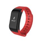 Generic KINCO Bluetooth Waterproof Bracelets Heart Rate Blood Oxygen Blood Pressure Monitor Anti-lost Smart Wristband For IOS/Android #red