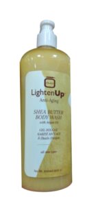 Lighten up anti-aging Shea butter body wash.