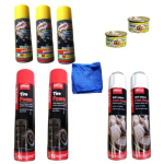 Comma 650ml Tyre and leather Foam Cleaner(2pcs each) + 3pc Of Dashboard Polish And 2pc Abro Airfreshner