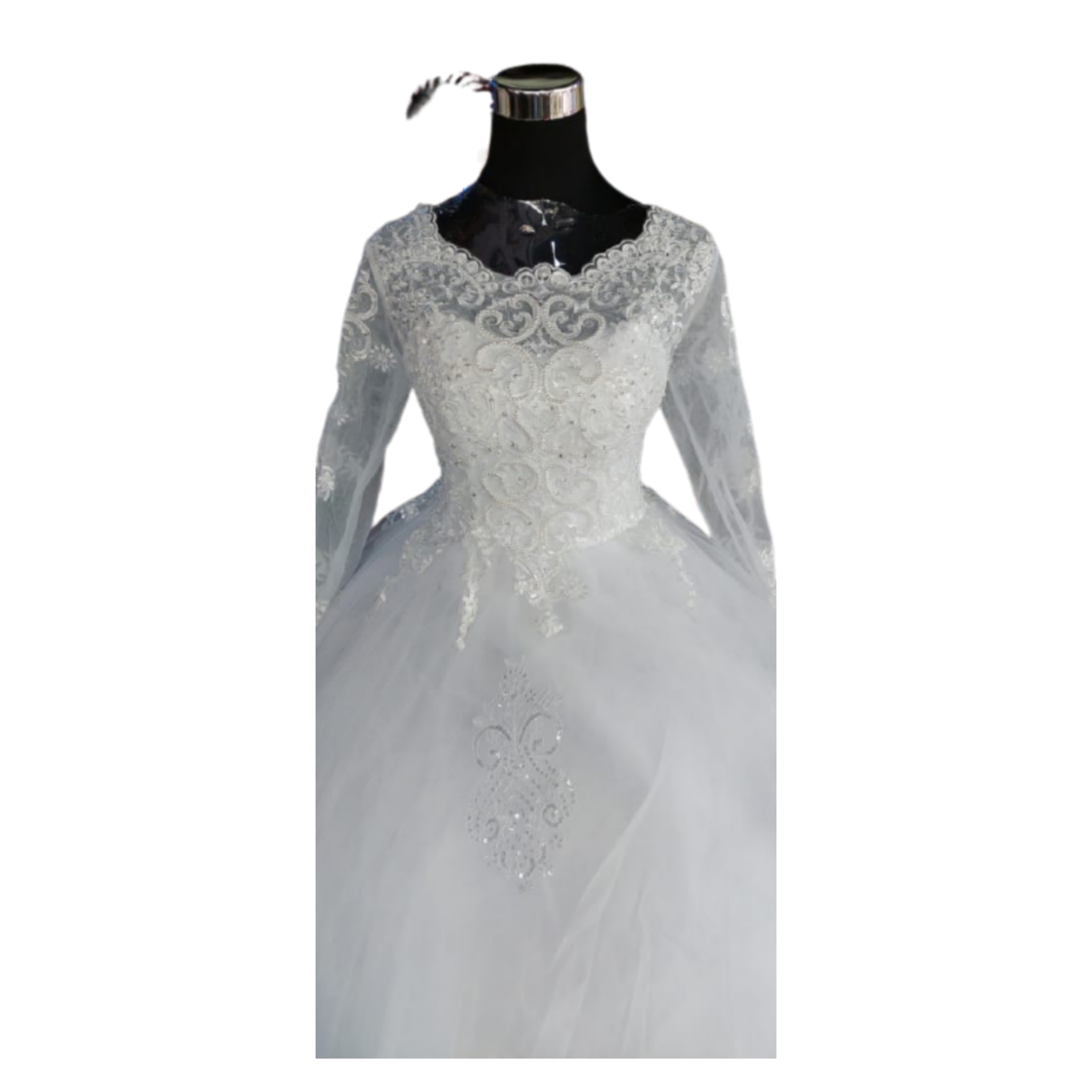 White Fairytale Princess Wedding Gown with a Stunning Train