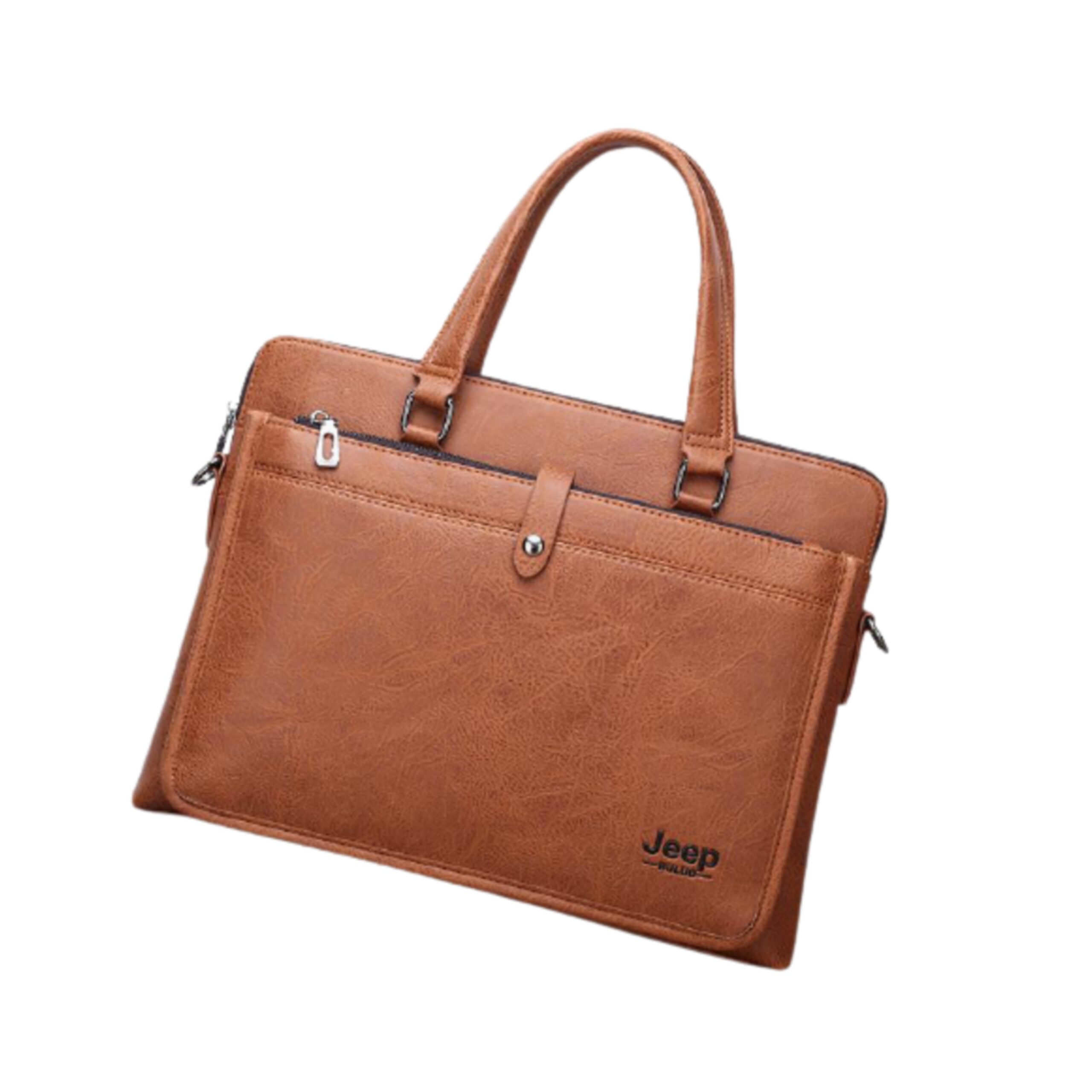 PicsArt_10-18-08.13.45 Vintage Business Berifcase Men Handbag Crossbody Sling Bag PU Leather Laptop Bag - Brown - Image 1