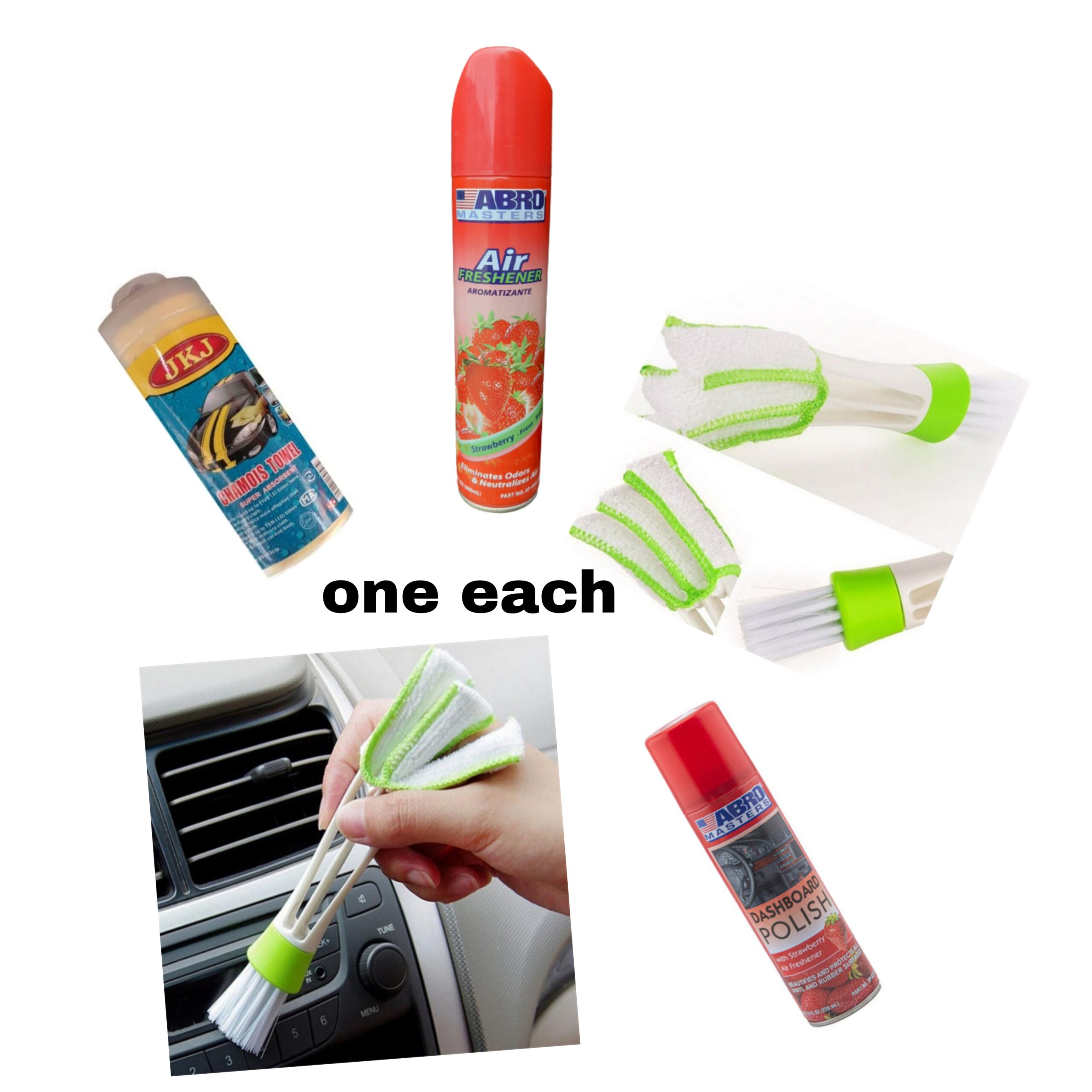 Abro Dashboard Polish, Air Freshener AC Vent Cleaner & Towel – Main ...