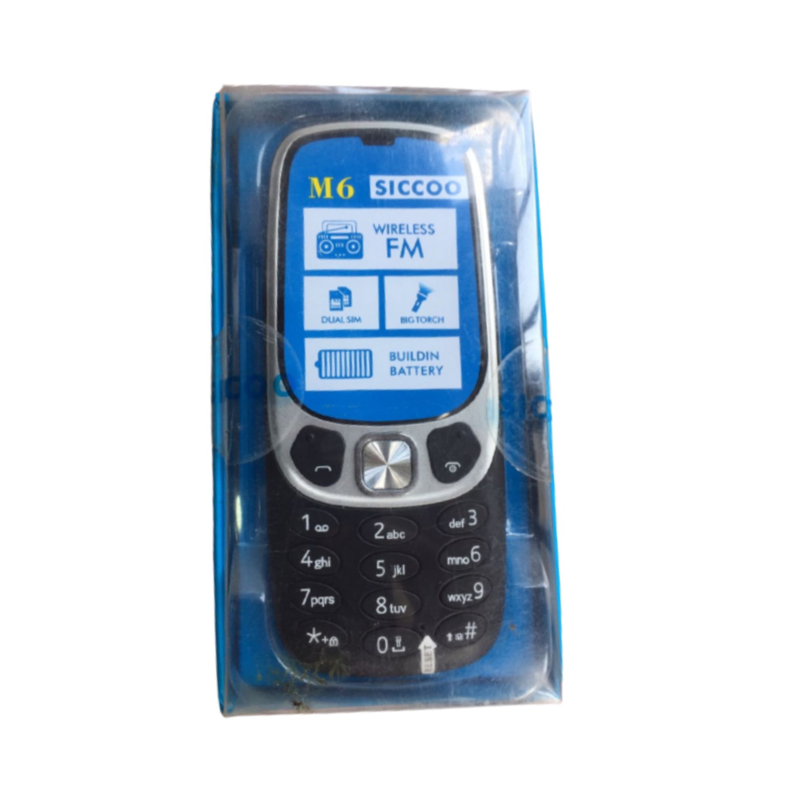 180805.jpg Siccoo M6 - Dual SIM + Built In Battery, 1.6 Inches, Wireless FM, Mobile Phone - Black - Image 1