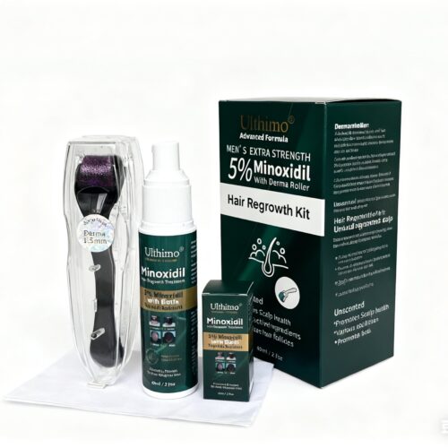 Complete 5% minoxidil Extra Strength, Hair, & Beard Growth Treatment with Biotin tropical solution Kit