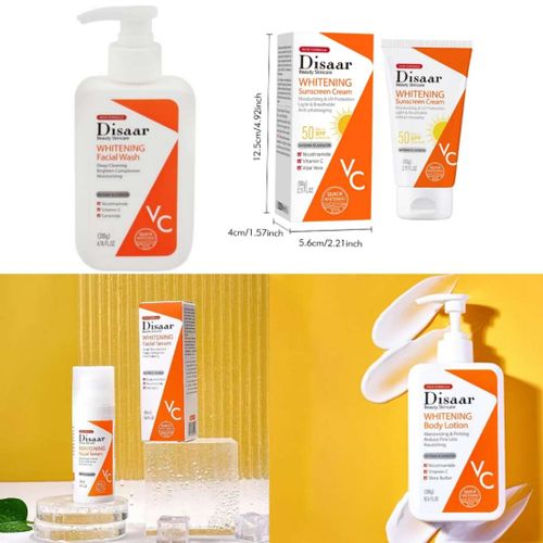Whitening Facial Wash + Body Lotion + Facial Serum & Sunscreen
