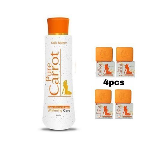 Kojic And Carrot Oil Based Whitenin Lotion 450ml And Soap X4PCS