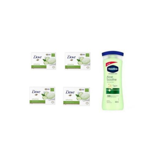 Aloe Soothe Lotion 400ml & Refreshing Soap 99g×4 Bars