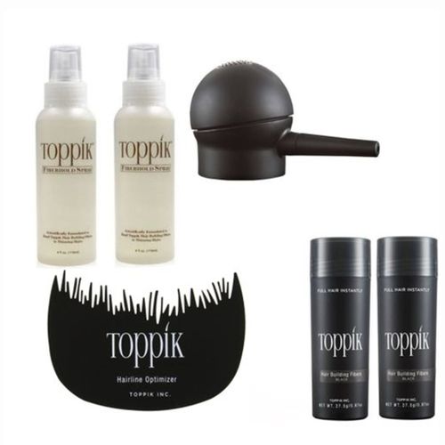 1-220.jpg 27g Hair Building Fiber + Toppik Hair Fiber Spray Milk Bottle + Hair Line Optimizer + Applicator