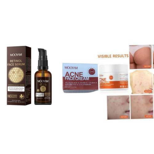 Retinol Face Serum 50ml & Acne Face Cream 30g