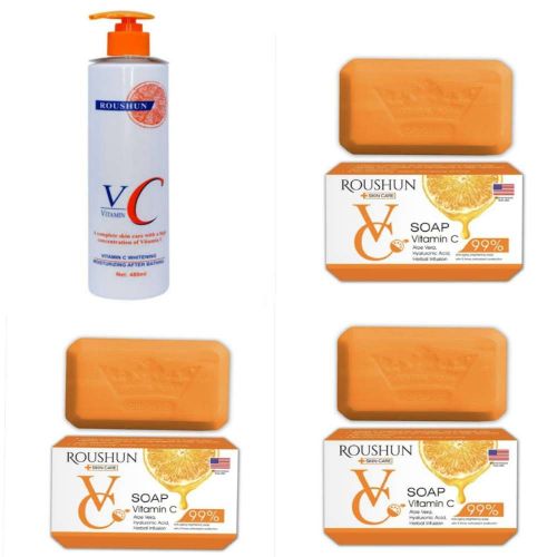 Roushun Vitamin C Body Lotion & 3pcs Soap