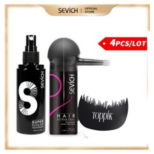 SEVICH Black Hair Fiber & Hold Spray+Applicator +Optimizer