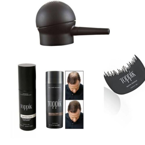 Black hold spray+brown hair fiber + applicator & optimizer