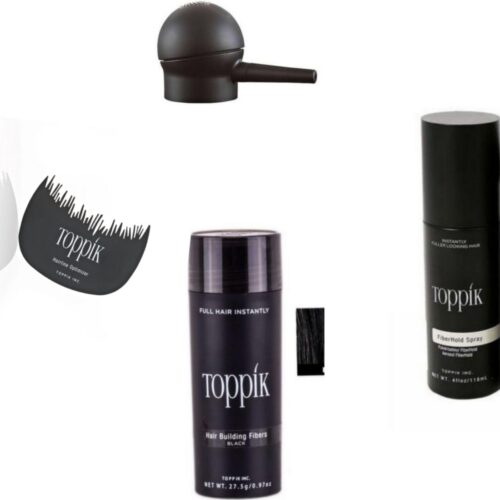 Black hair fiber + black hold spray + Applicator & optimizer
