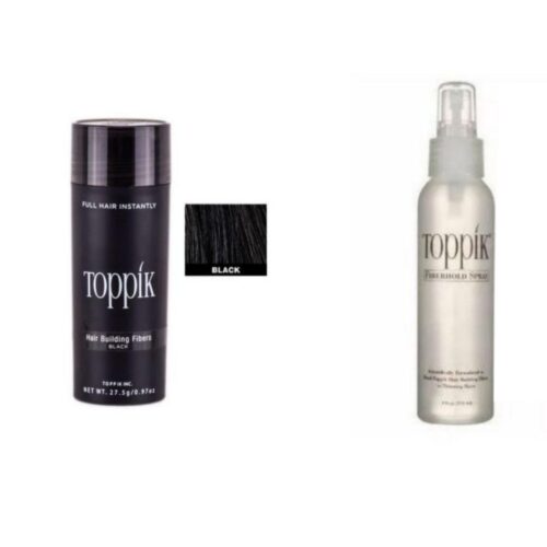 Black hair fiber & milky hold spray