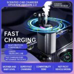 Aromatherapy Car Charger Roof 6-In-1 Retractable Cable Car Charger, Fast USB Car Chargers with Perfume Diffuser, LED Star Light & Air Purifier