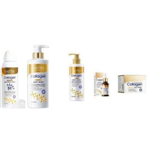 Collagen sunscreen spray + body wash + lotion + serum + cream