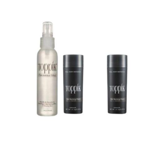27.5g Hair Building Fiber Black 2pcs + Spray Hold