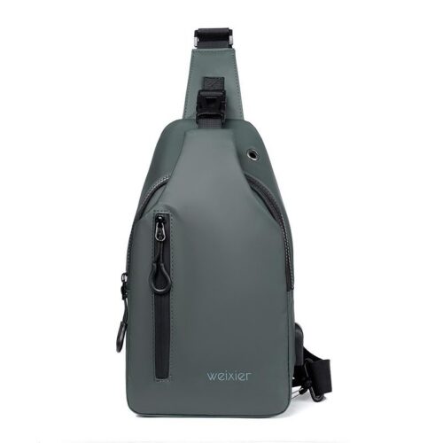 Chest Bags for Men, Leather Shoulder Sling Bag for Men, Leather Sling Bag Mens Crossbody Bag, Chest Bag Sling Backpack for Men with USB Charge Port