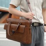 WEIXIER T616 Men Briefcase Large Capacity Document Laptop Bag(light brown)