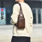 X466 Men Crossbody Chest Bag Casual Water-Resistant Lightweight Backpack brown