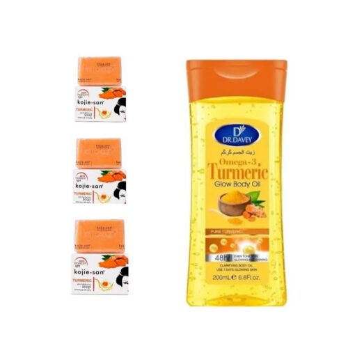 Turmeric skin lightening soap ×3 & glow body oil