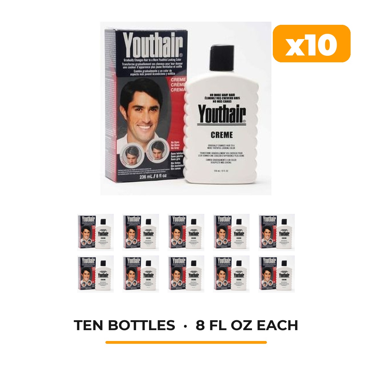 Youthair 10-Bottle Pack x10 Youthair No More Grey Hair Creme 10-bottle pack, ten 8 fl oz bottles